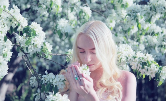 Woman with flowers